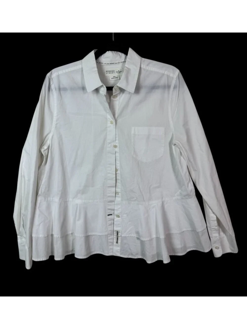 Kate Spade Broome Street White Button Up Shirt Sz Large 100% Cotton Long Sleeve